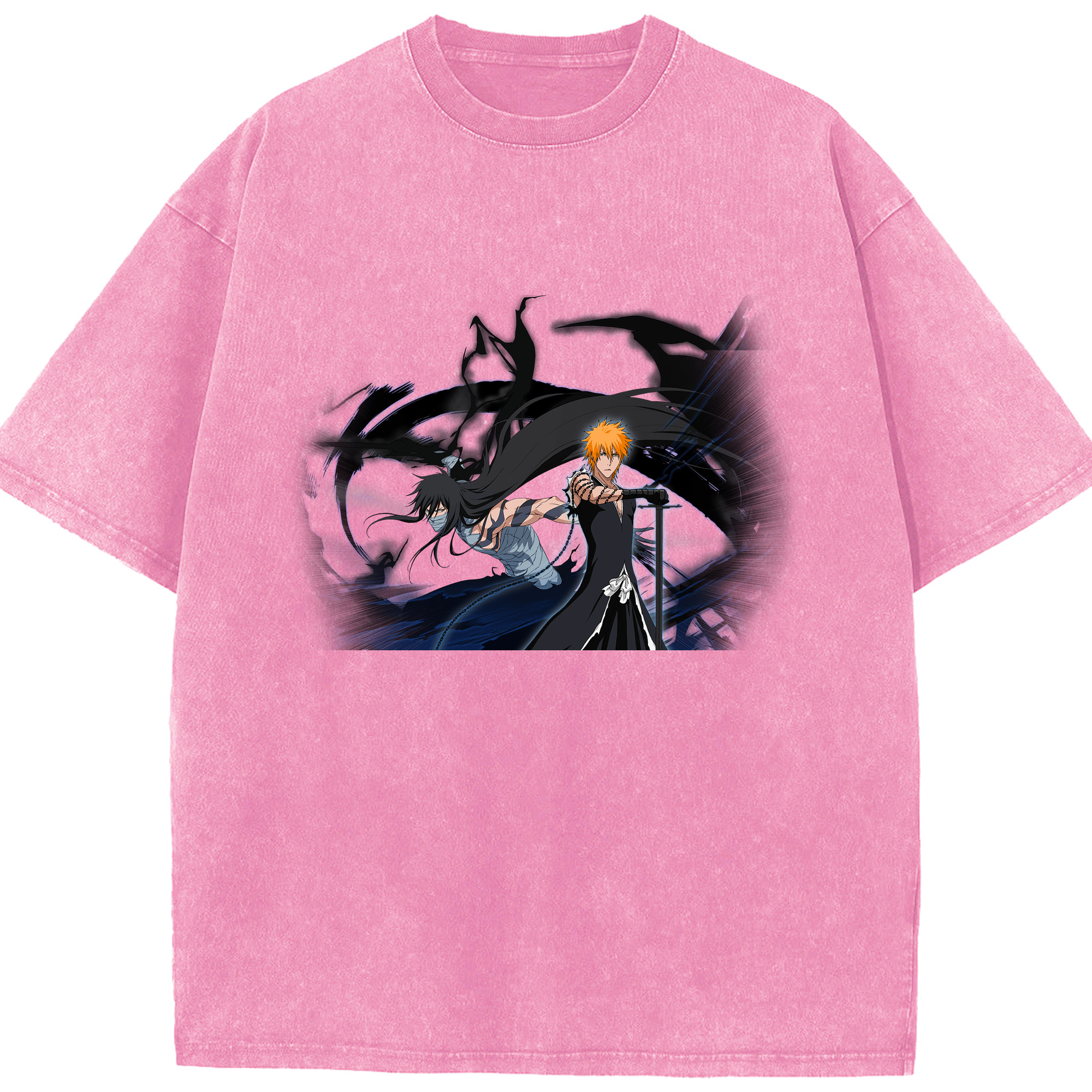 （画像用） ブリーチ 黒崎一護（くろさき いちご）BLEACH Kurosaki Ichigo 綿100% ヴィンテージ風 半袖Tシャツ（フロントプリント）